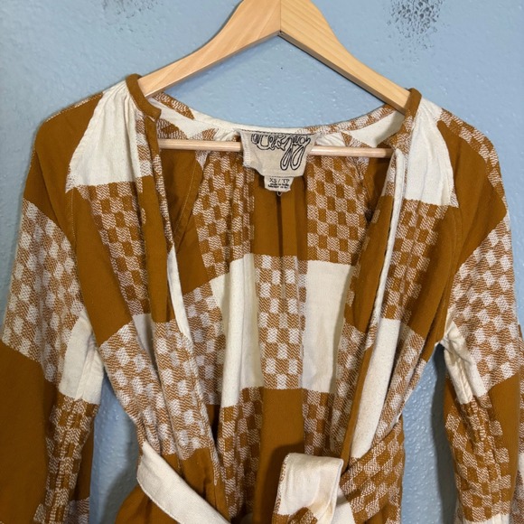 Ace & Jig Womens Chase Cardigan Clove Brown Plaid Waist Tie Size XS Cotton - Picture 4 of 10